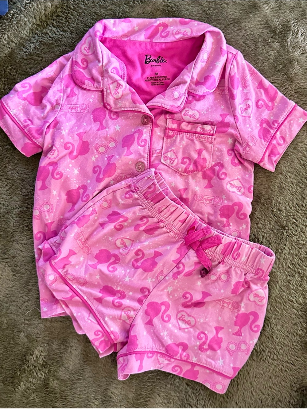 Barbie Short Sleeve Pink Printed Sleep Set